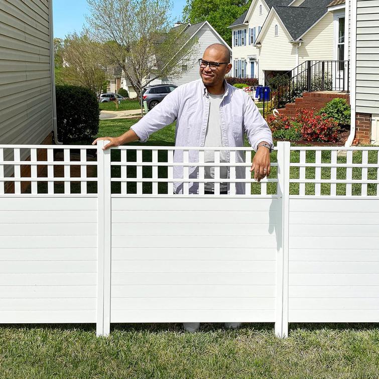 【White Vinyl】Backyard Babies / Making En Keswick Vinyl Privacy Fence and Screen Kit (44in H x 42in W)